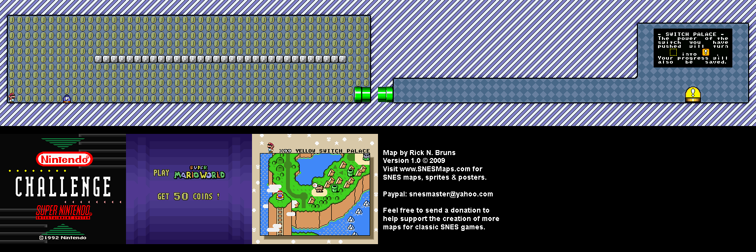 1992 Campus Challenge Super Mario World Map 2 - SNES Super Nintendo