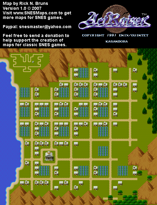 Actraiser - Kasandora Map Populated - SNES Super Nintendo