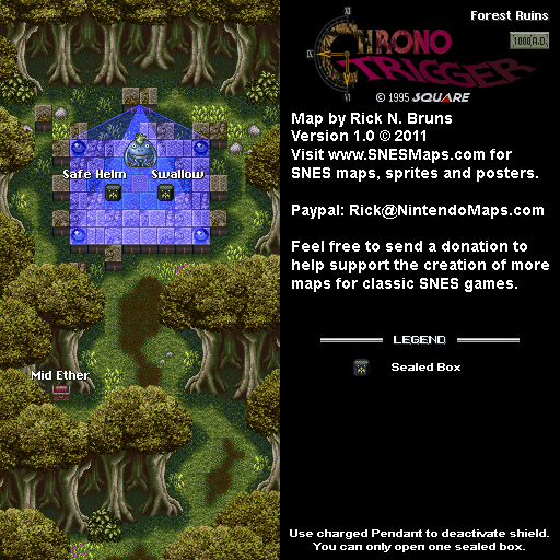 Chrono Trigger - Forest Ruins (1000 AD) Super Nintendo SNES Map