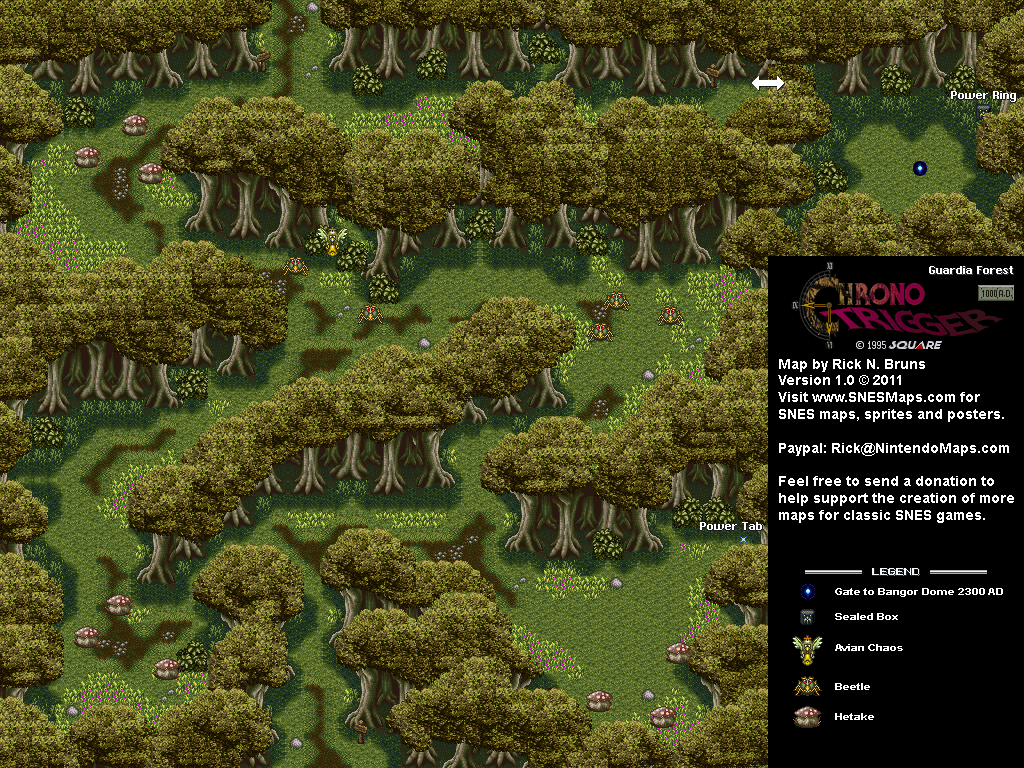 Chrono Trigger - Guardia Forest (1000 AD) Super Nintendo SNES Map