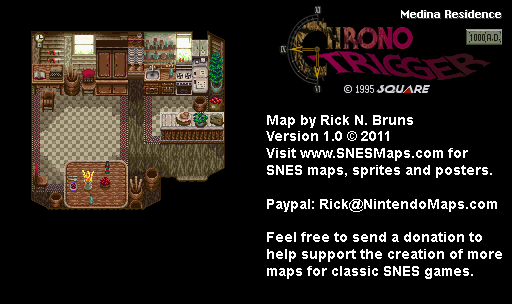 Chrono Trigger - Medina Residence (1000 AD) Super Nintendo SNES Map BG