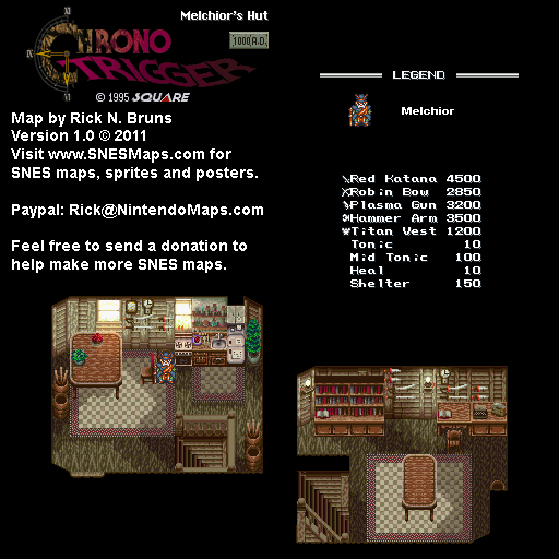 Chrono Trigger - Melchior's Hut (1000 AD) Super Nintendo SNES Map