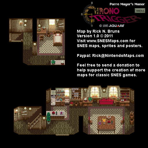 Chrono Trigger - Porre Mayor's Manor (1000 AD) Super Nintendo SNES Map BG