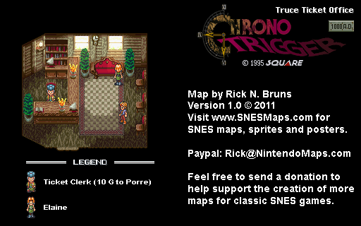 Chrono Trigger - Truce Ticket Office (1000 AD) Super Nintendo SNES Map