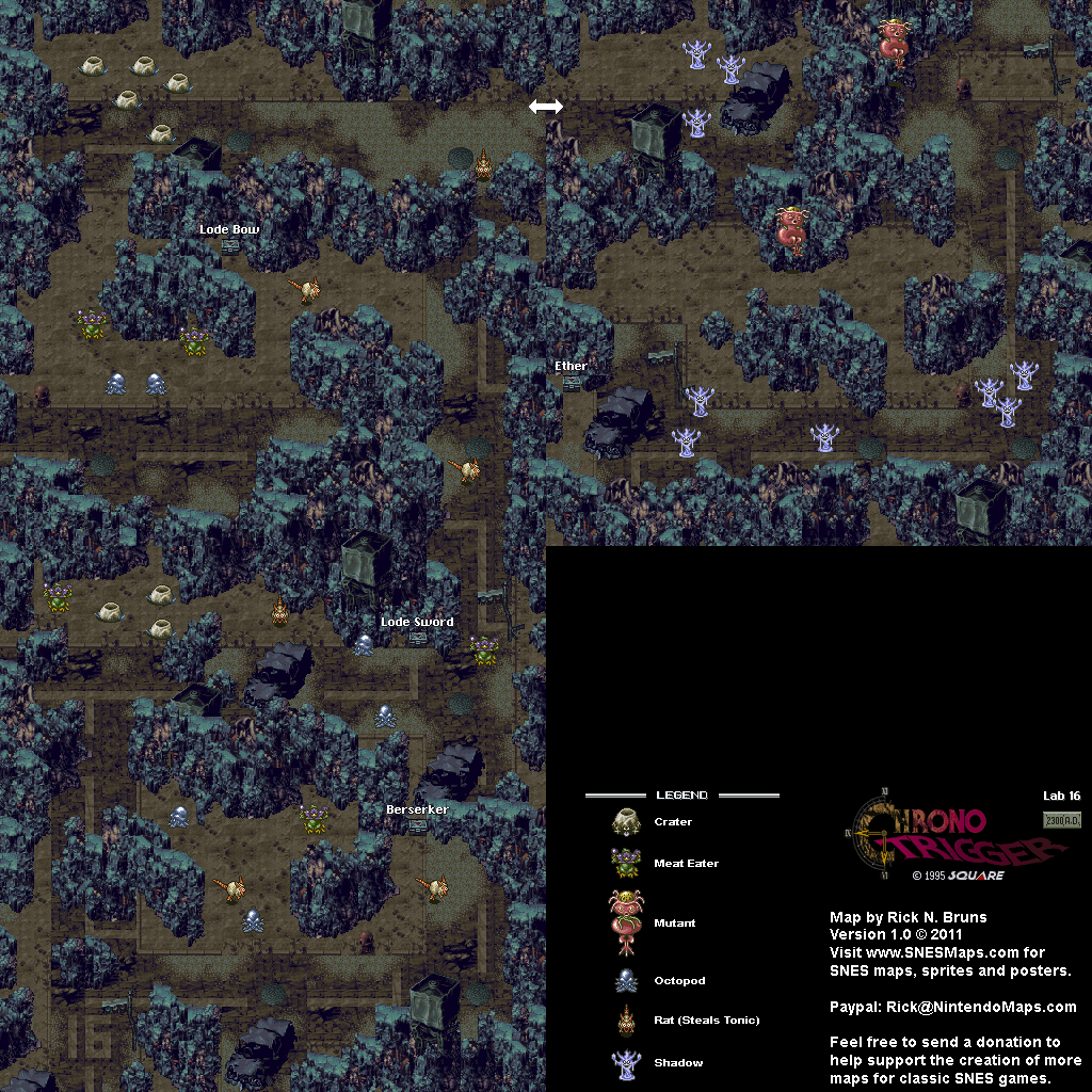 Chrono Trigger - Lab 16 (2300 AD) Super Nintendo SNES Map