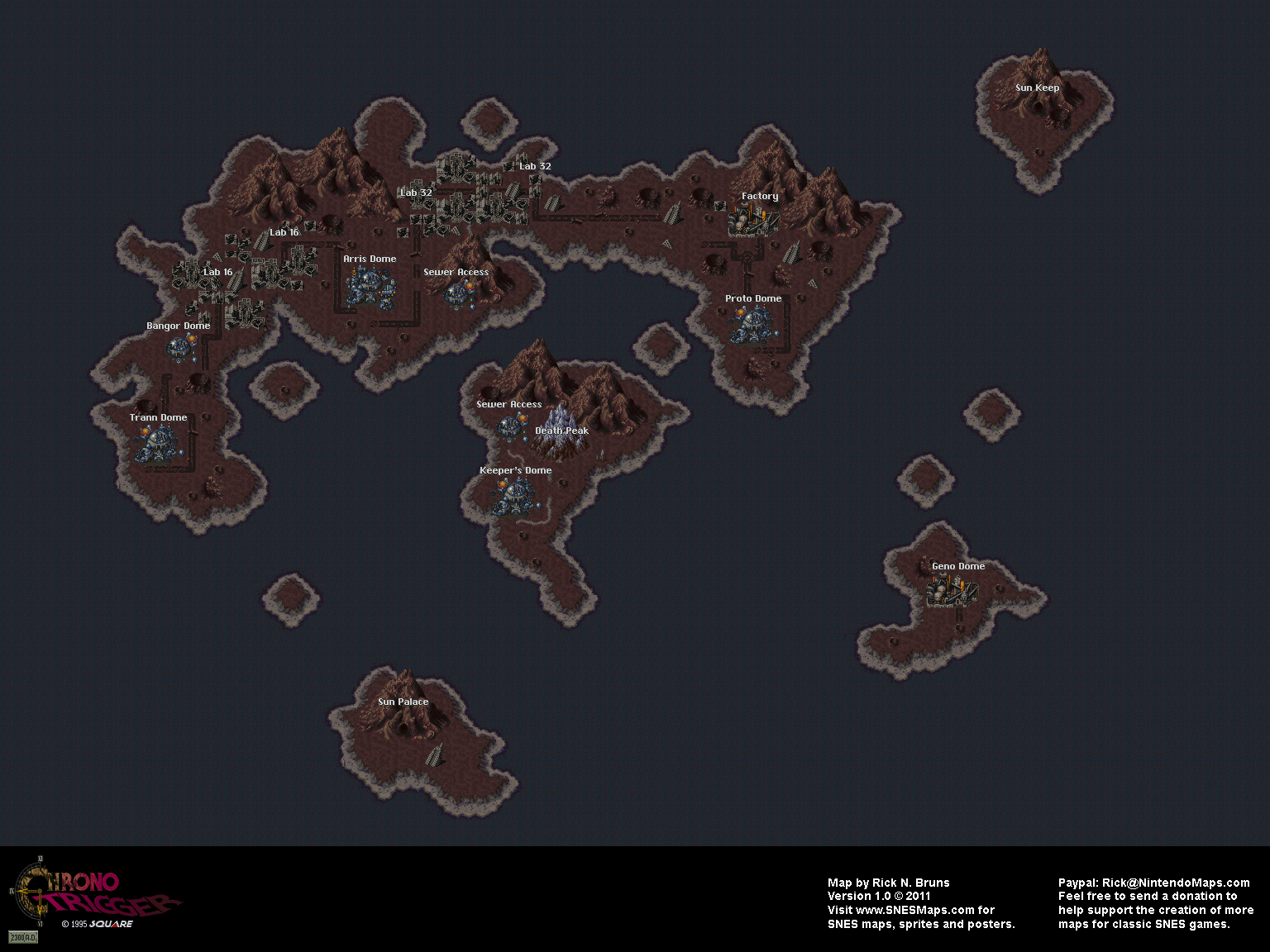 Chrono Trigger - Future (2300 AD) Overworld Super Nintendo SNES Map