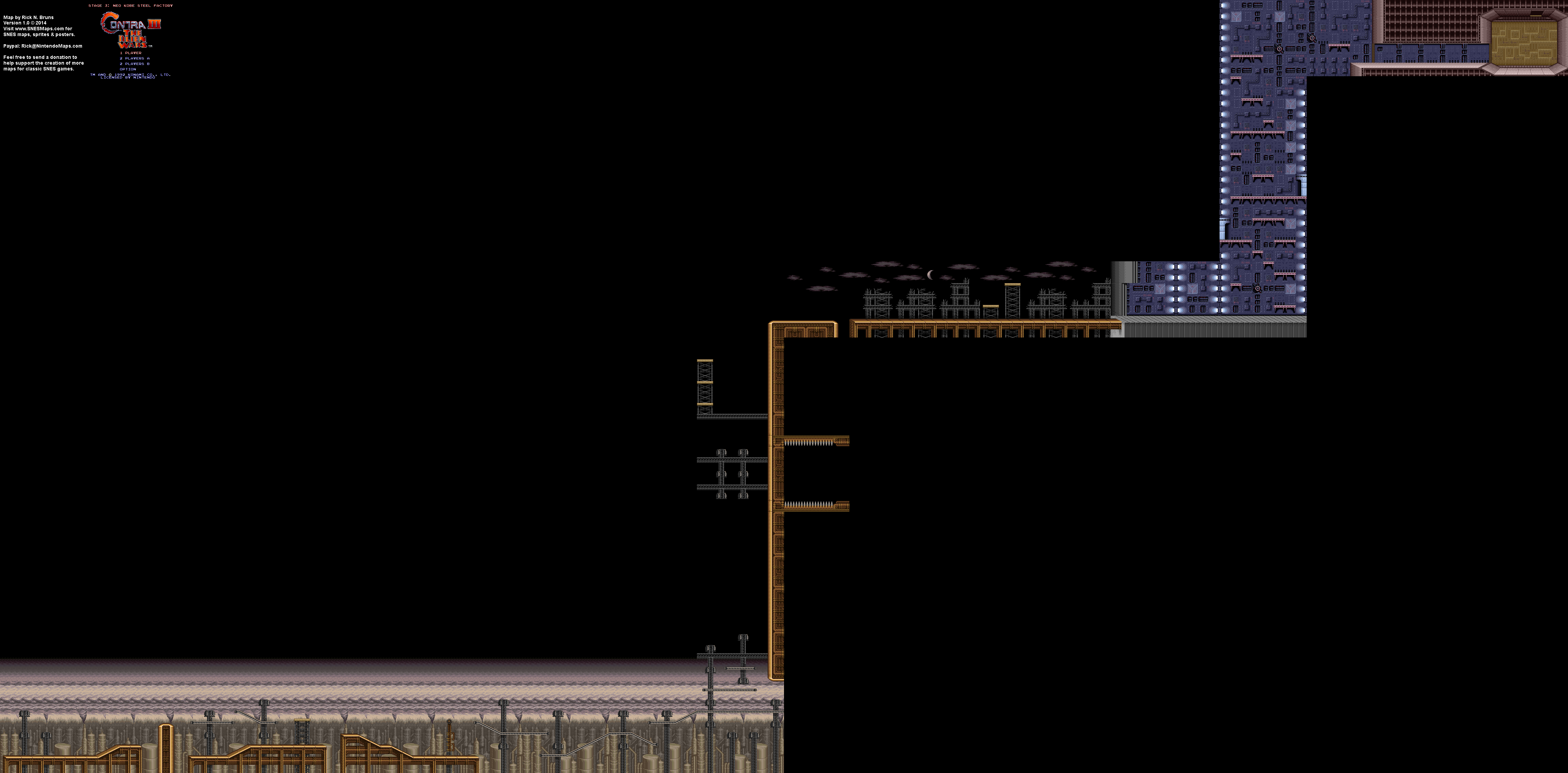 Contra 3: The Alien Wars - Stagel 3 Neo Kobe Steel Factory - Super Nintendo SNES Map BG