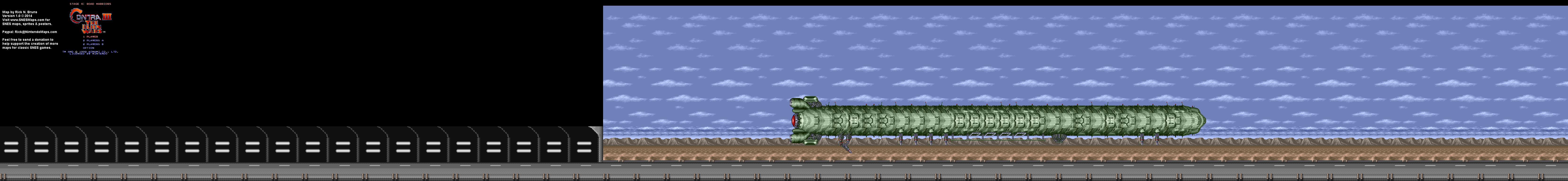 Contra 3: The Alien Wars - Stagel 4 Road Warriors - Super Nintendo SNES Map BG