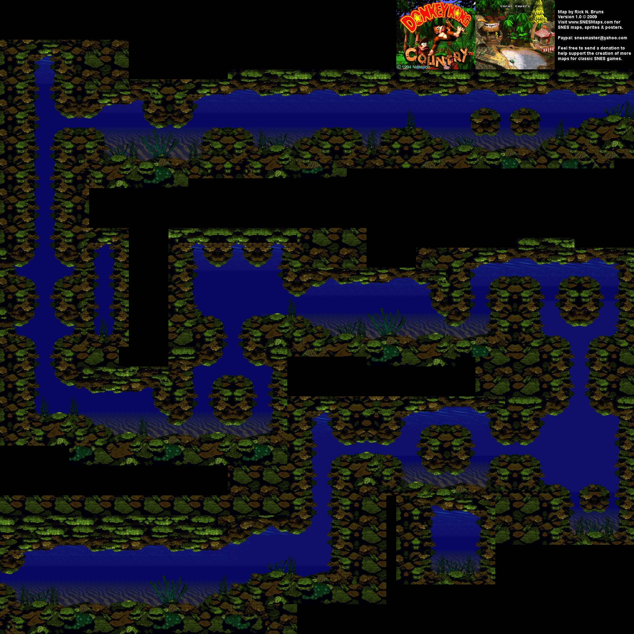 Donkey Kong Country - Level 4 - Coral Capers - Super Nintendo SNES Background Map