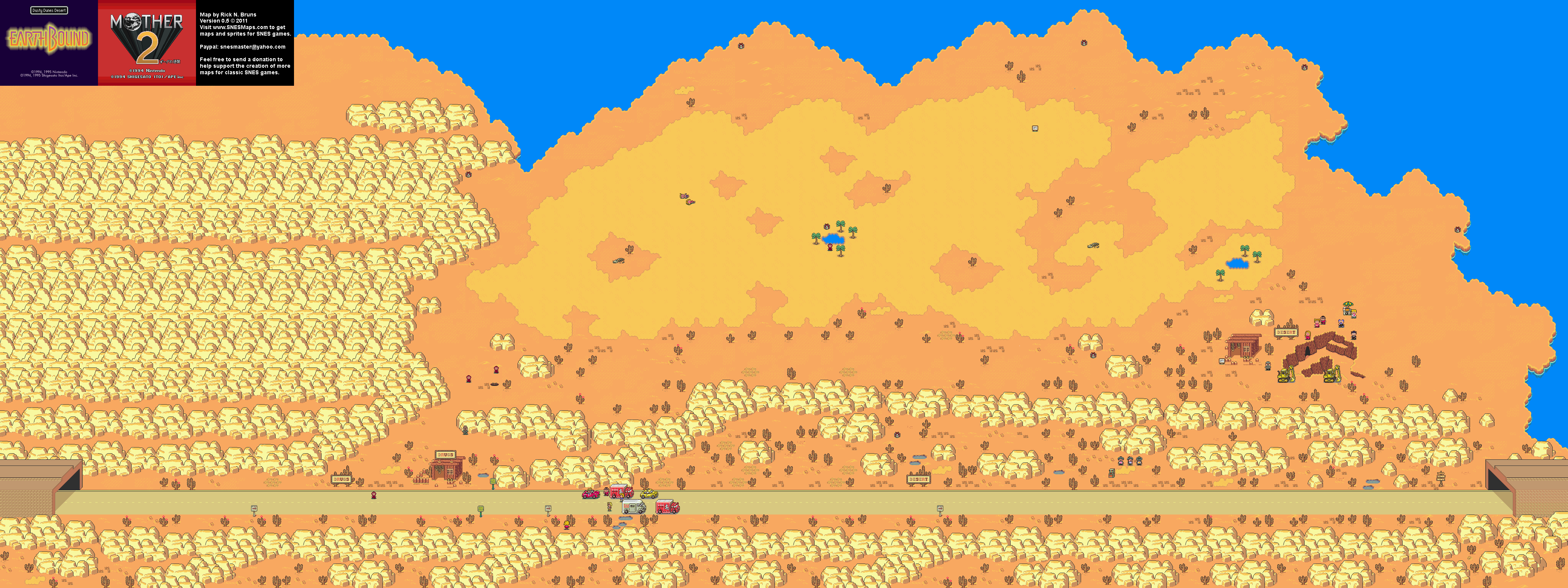 EarthBound (Mother 2) - Dusty Dunes Desert Super Nintendo SNES Map