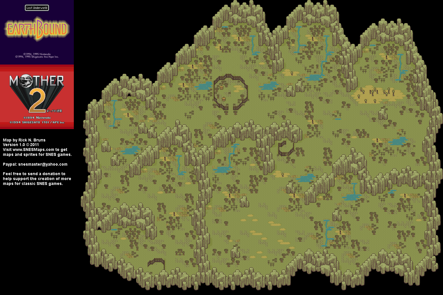 EarthBound (Mother 2) - Lost Underworld Super Nintendo SNES Map BG