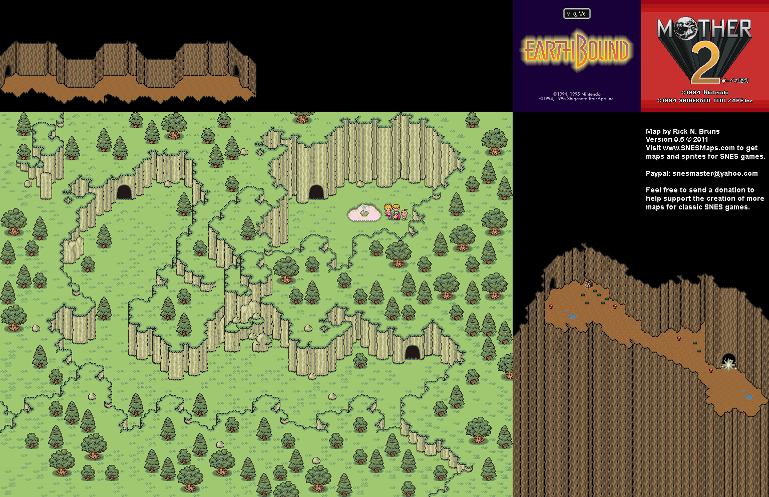 EarthBound (Mother 2) - Milky Well Super Nintendo SNES Map