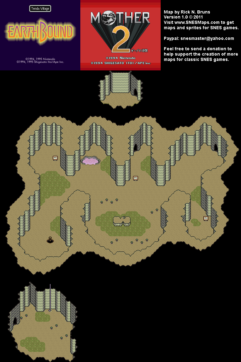 EarthBound (Mother 2) - Tenda Village Super Nintendo SNES Map BG