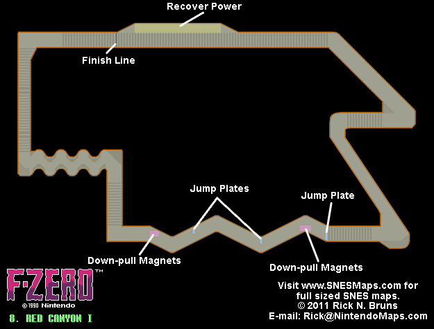 F-Zero - Red Canyon I Small Map - SNES Super Nintendo