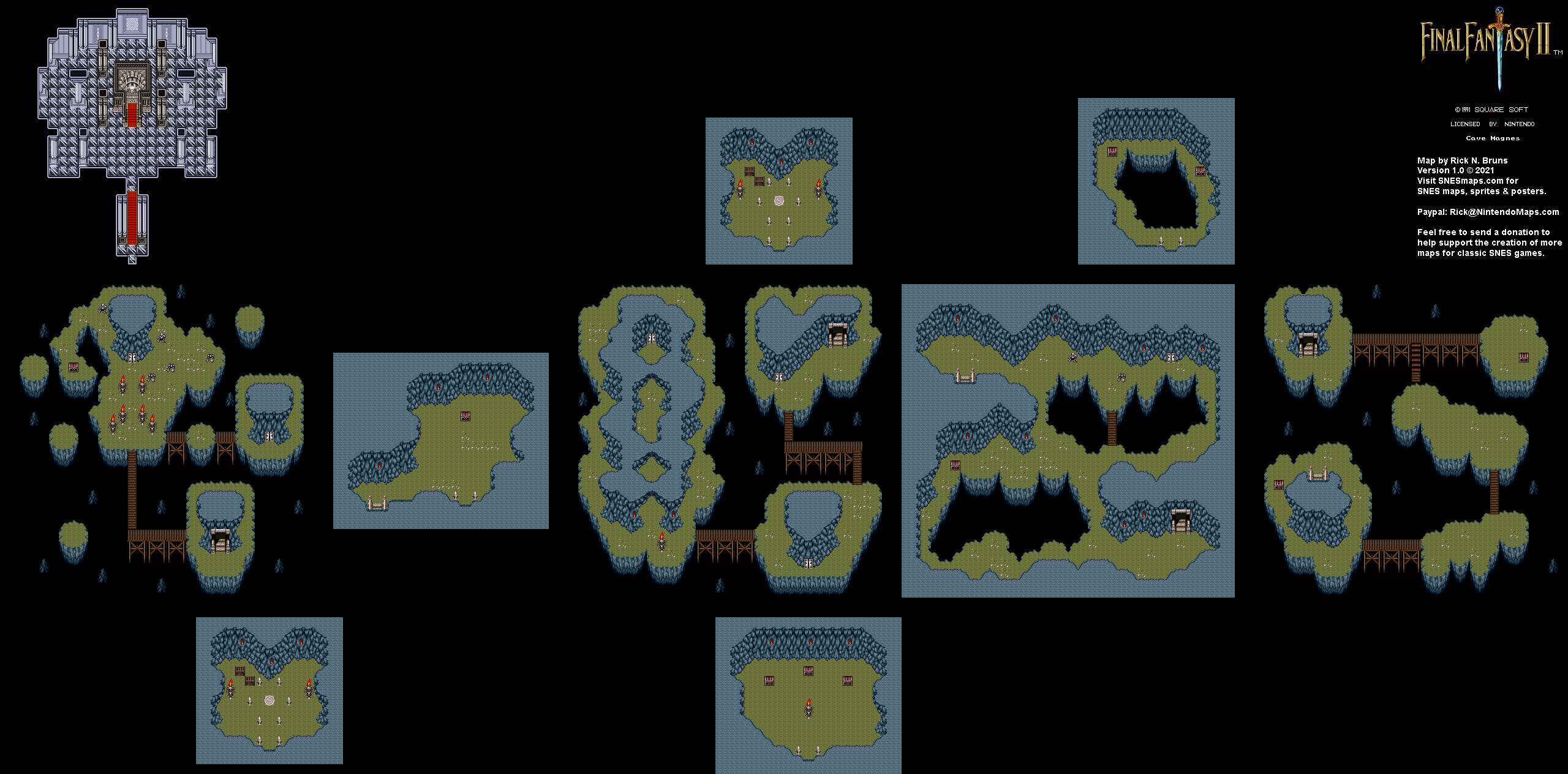 Final Fantasy II 2 (IV 4) - Cave Magnes Super Nintendo SNES Map BG