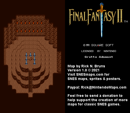 Final Fantasy II 2 (IV 4) - Grotto Adamant Super Nintendo SNES Map BG
