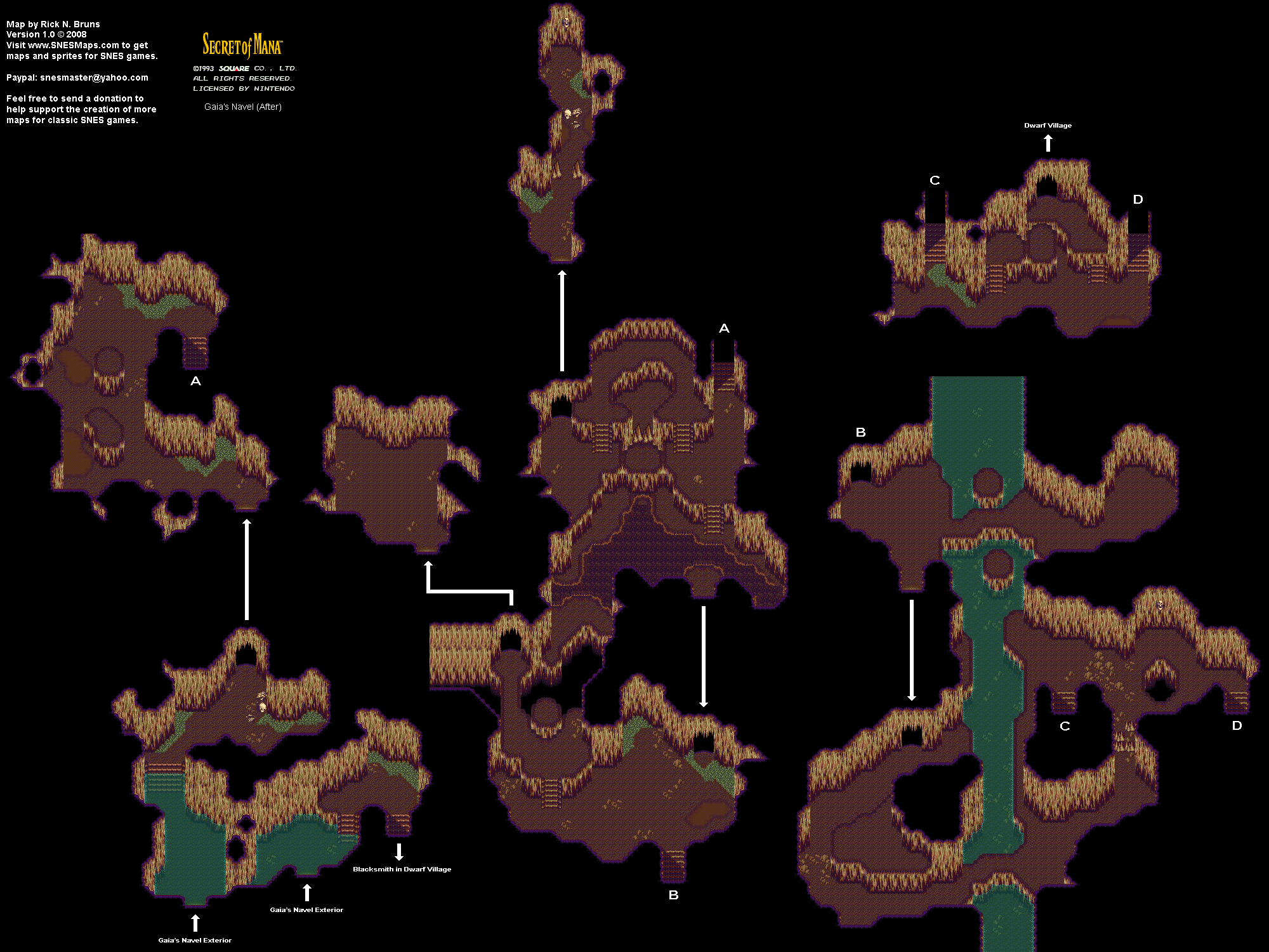 Secret of Mana - Gaia's Navel (After) - Super Nintendo SNES Background Map