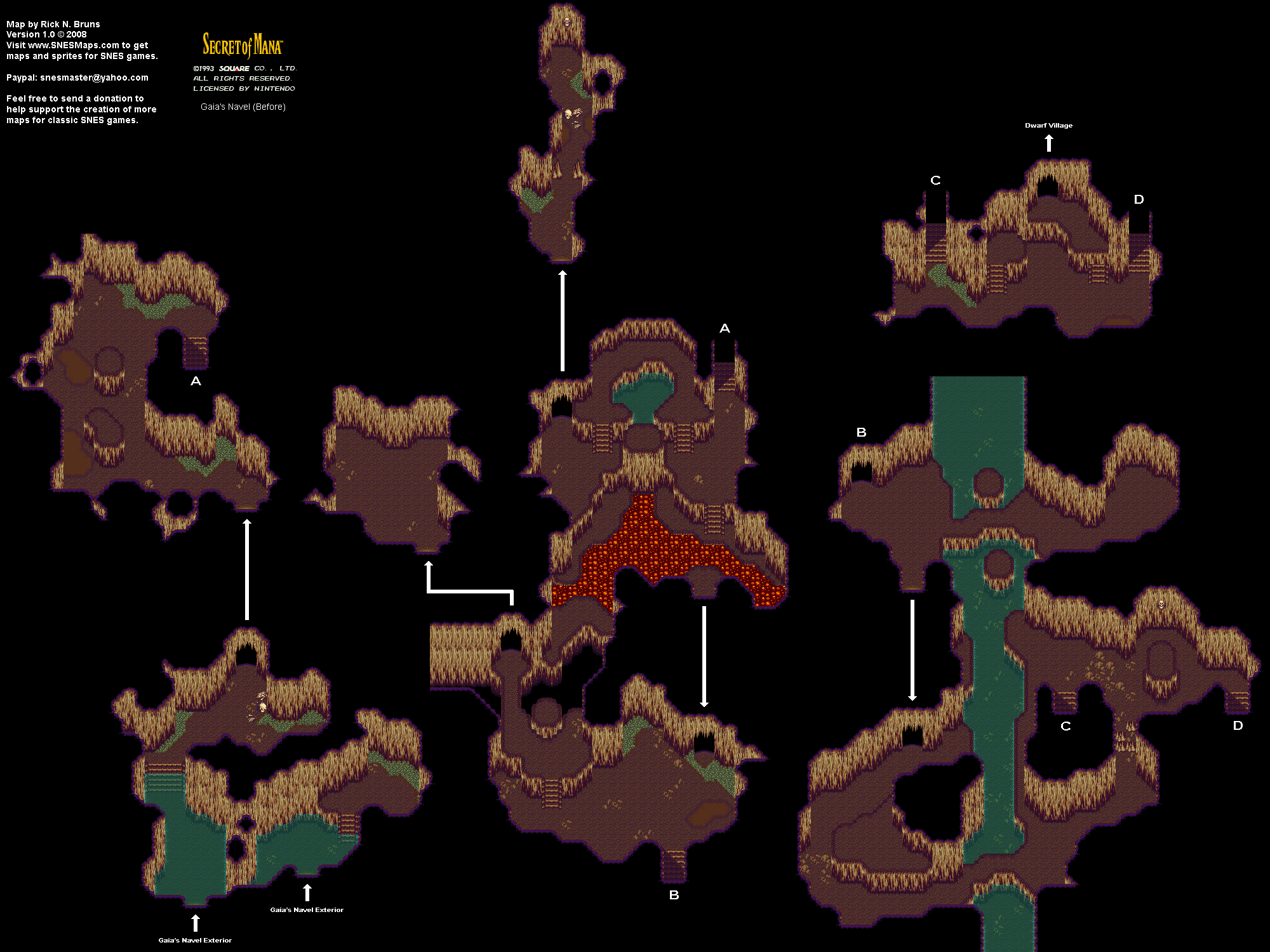 Secret of Mana - Gaia's Navel (Before) - Super Nintendo SNES Background Map