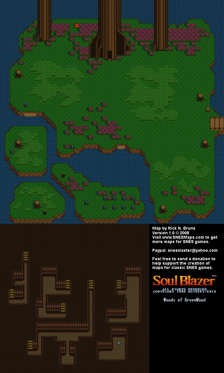Soul Blazer - Woods of Green Wood (Before) Map - SNES Super Nintendo