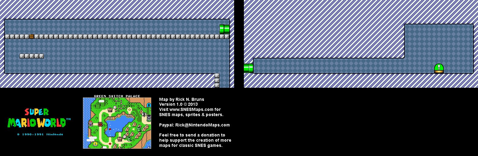 Super Mario World - Green Switch Palace Super Nintendo SNES Map BG