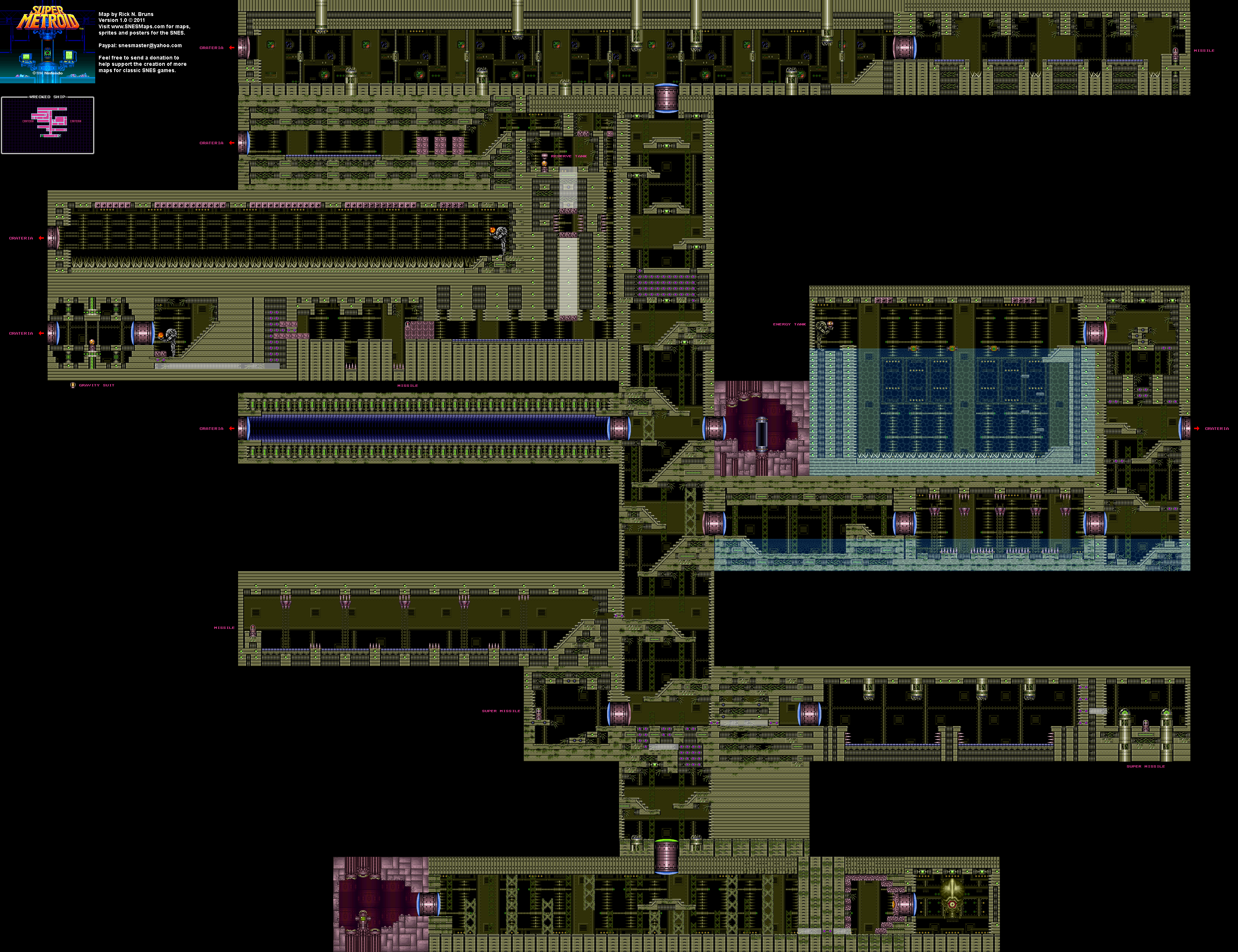 Super Metroid - Wrecked Ship Map - SNES Super Nintendo