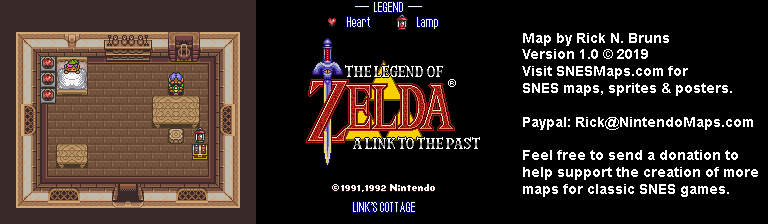 The Legend of Zelda: A Link to the Past - Link's Cottage Map - SNES Super Nintendo