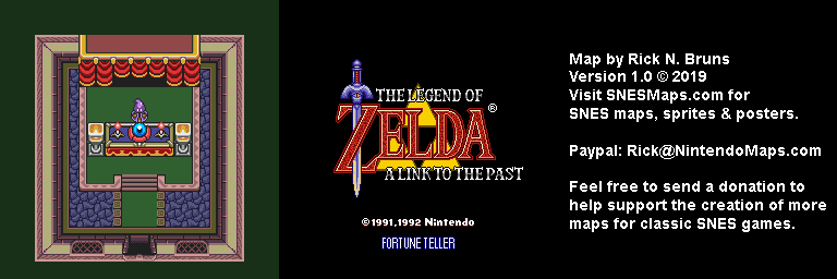 The Legend of Zelda: A Link to the Past - Fortune Teller Map - SNES Super Nintendo