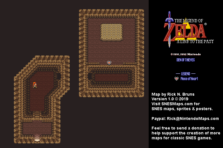The Legend of Zelda: A Link to the Past - Den of Thieves Map - SNES Super Nintendo
