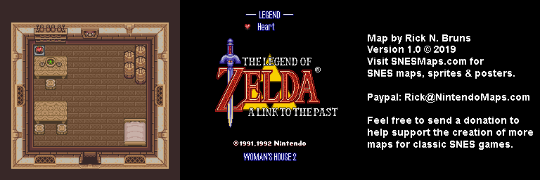 The Legend of Zelda: A Link to the Past - Woman's House 2 Map - SNES Super Nintendo