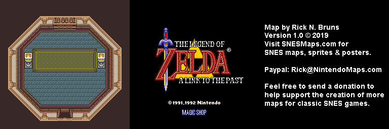 The Legend of Zelda: A Link to the Past - Magic Shop Map - SNES Super Nintendo BG