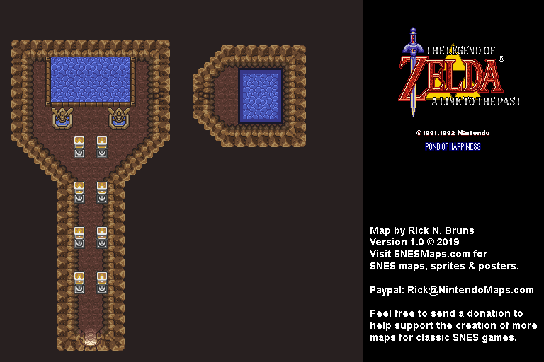 The Legend of Zelda: A Link to the Past - Pond of Happiness Map - SNES Super Nintendo BG